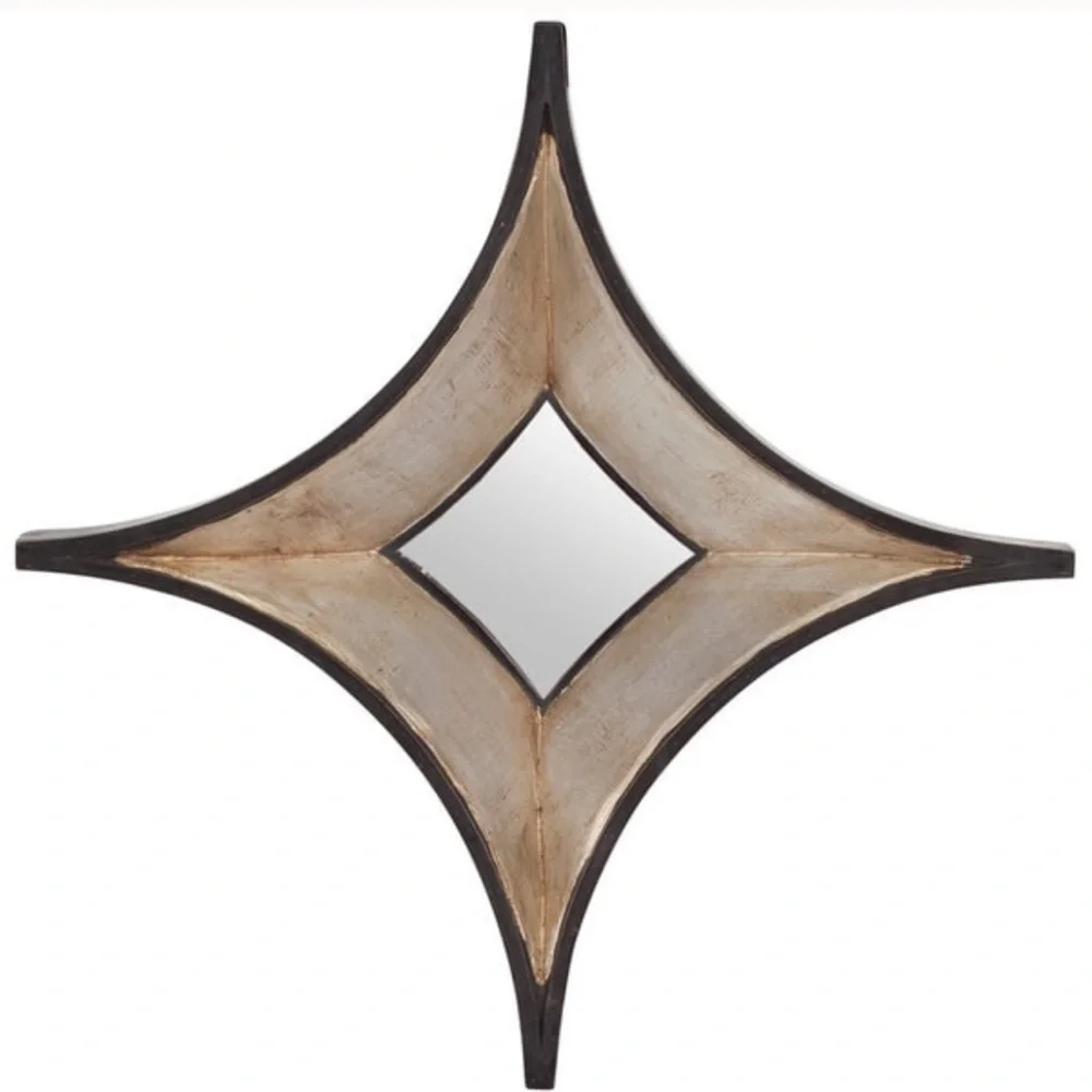 Mercana Ovallas Champagne Wood Frame Star-Shaped Mirrors-Set of 3